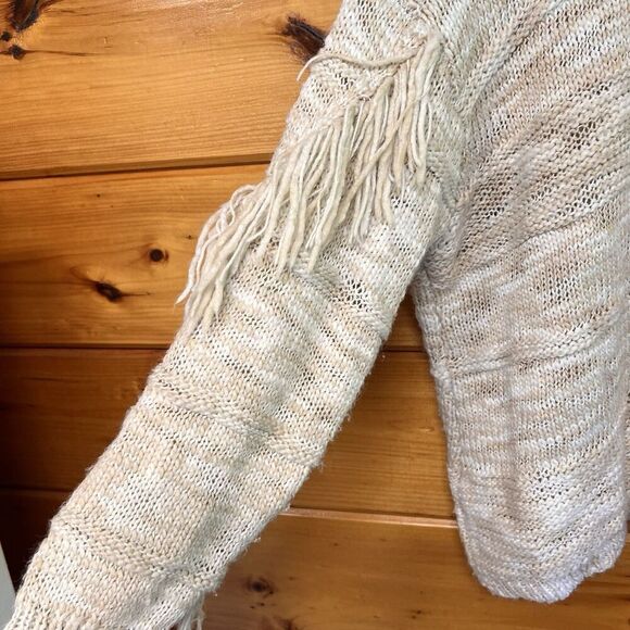 Jessica Simpson Fringe Cardigan 4X Boho Western Beige Button Down - Picture 5 of 5
